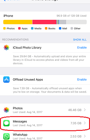 Free iOS Space iOS 11 jilaxzone.com Message - iPhone Storage