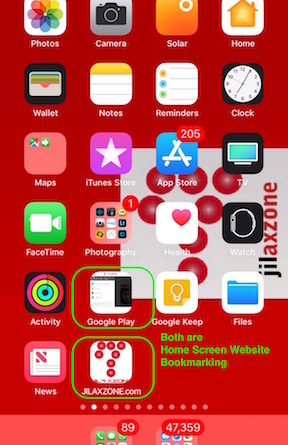 iOS Home Screen Website Bookmarking jilaxzone.com website bookmarking result
