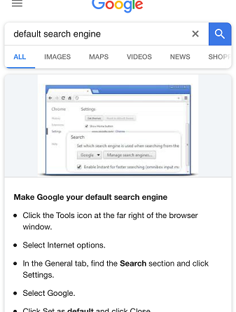 Change Default Search Engine iOS - Google